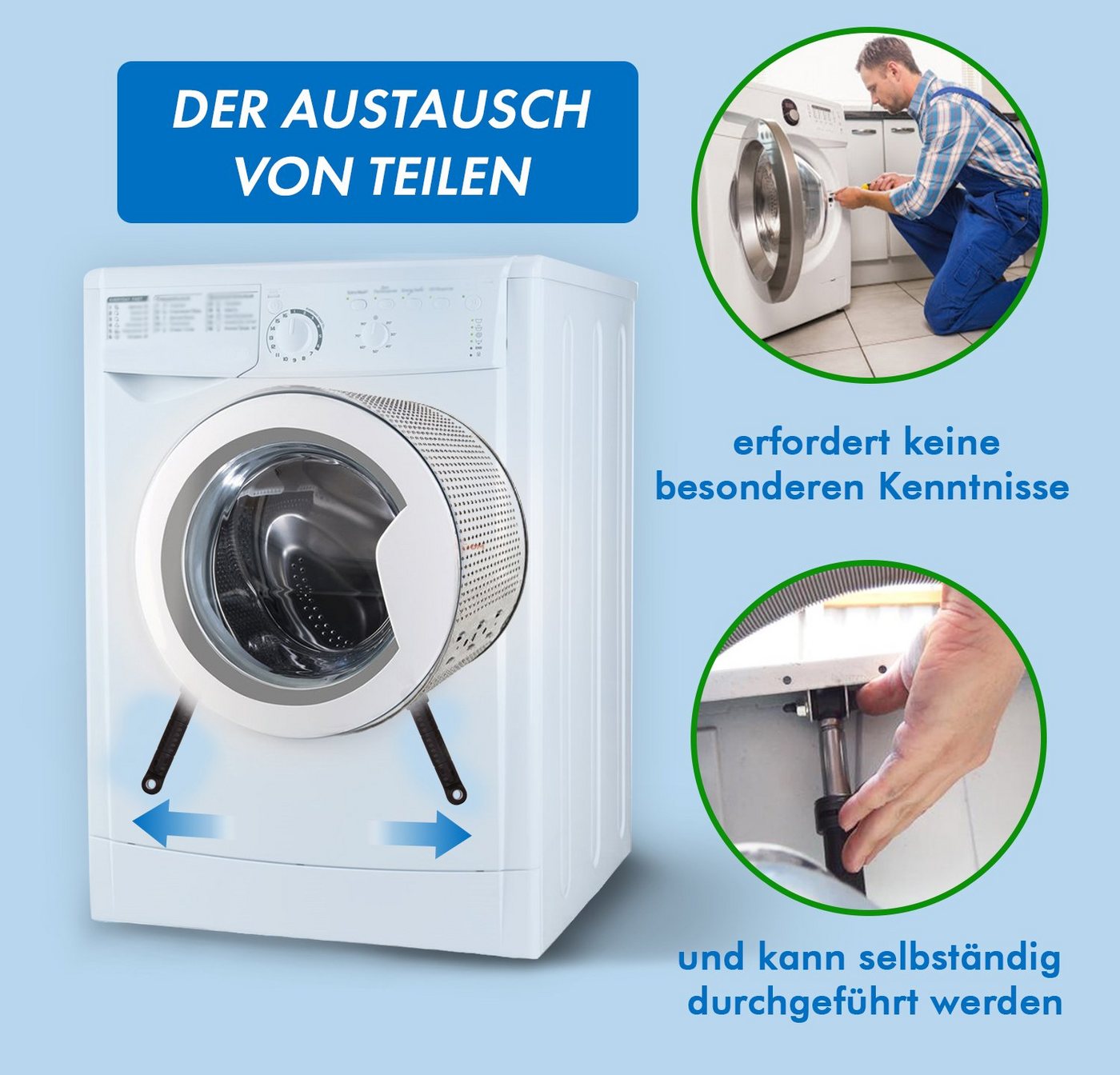 VIOKS Dämpfer Stoßdämpfer Ersatz für Bosch 00448032, 2 Stk 90N inklusive 2 Stoßdämpferbolzen für Waschmaschine Bild 2