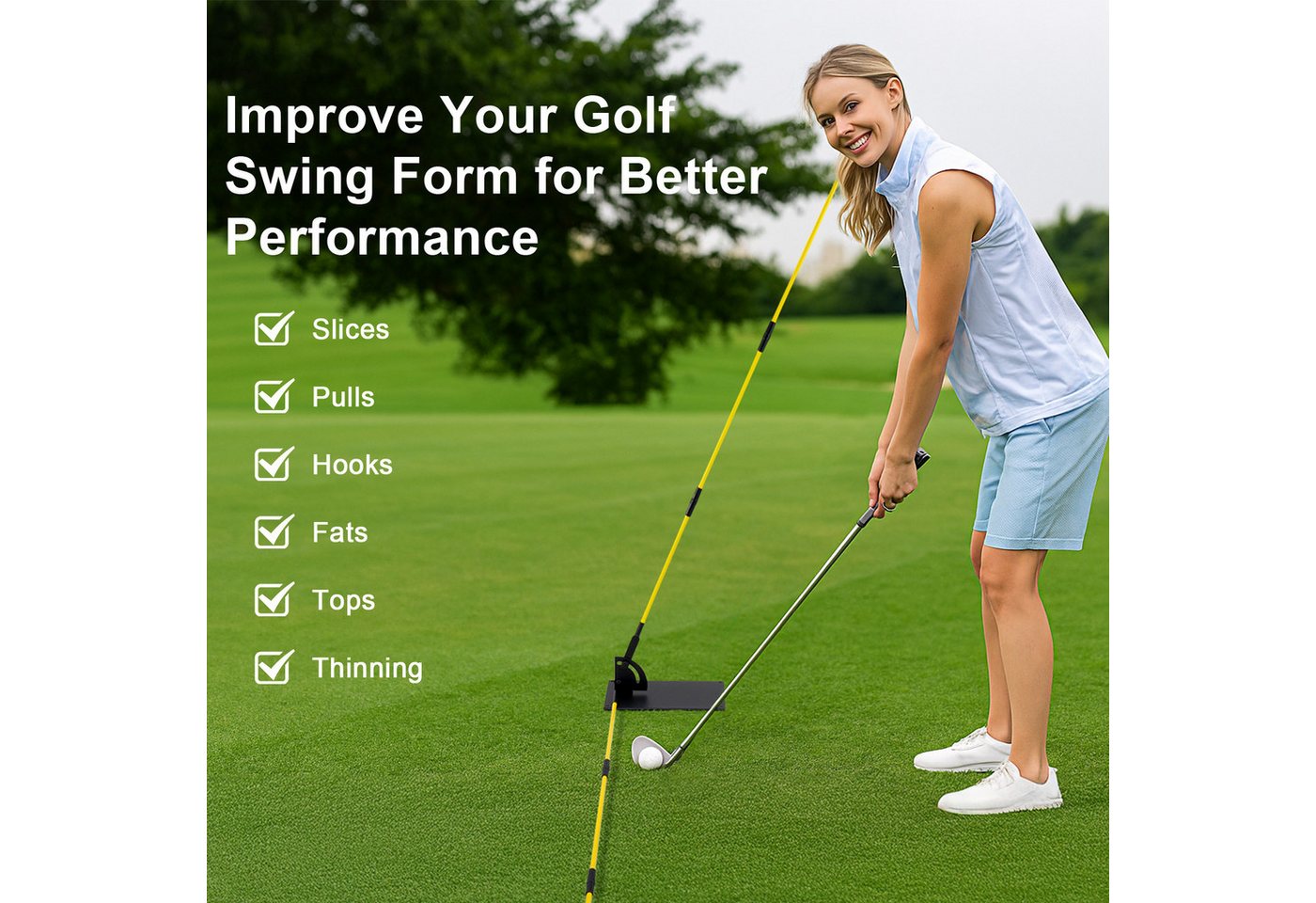 Youyijia Trainingshilfe Golf Schwungtrainer mit Alignment Sticks Swing Plane Trainer Basis Bild 3