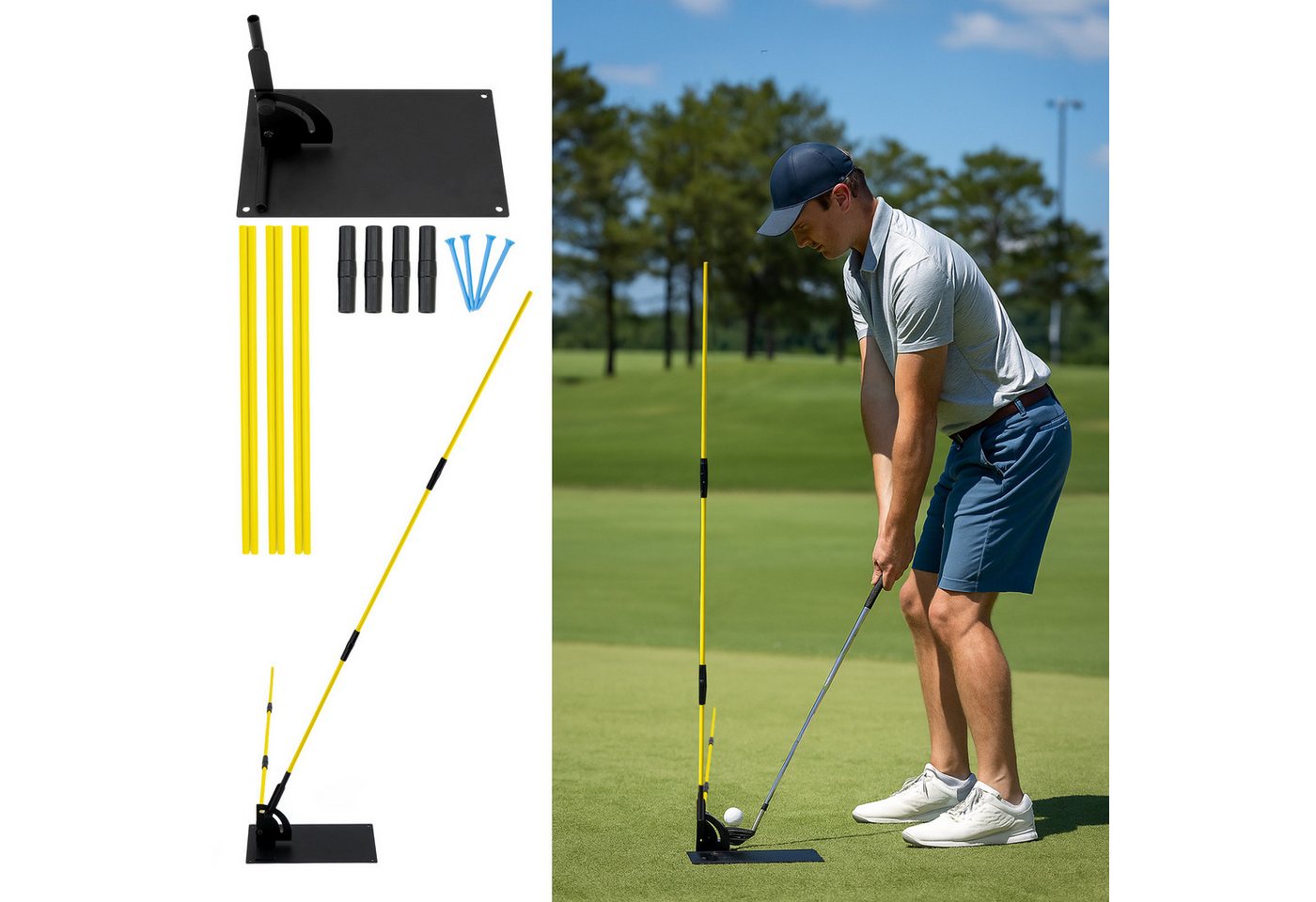 Youyijia Trainingshilfe Golf Schwungtrainer mit Alignment Sticks Swing Plane Trainer Basis Bild 4