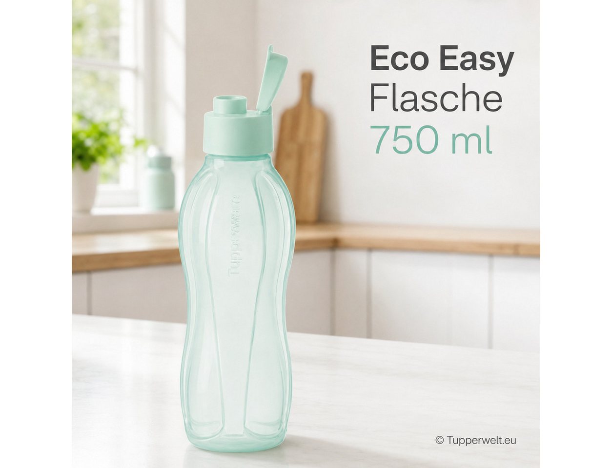 TUPPERWARE Trinkflasche Tupperware EcoEasy Trinkflasche 750ml in hellen grün