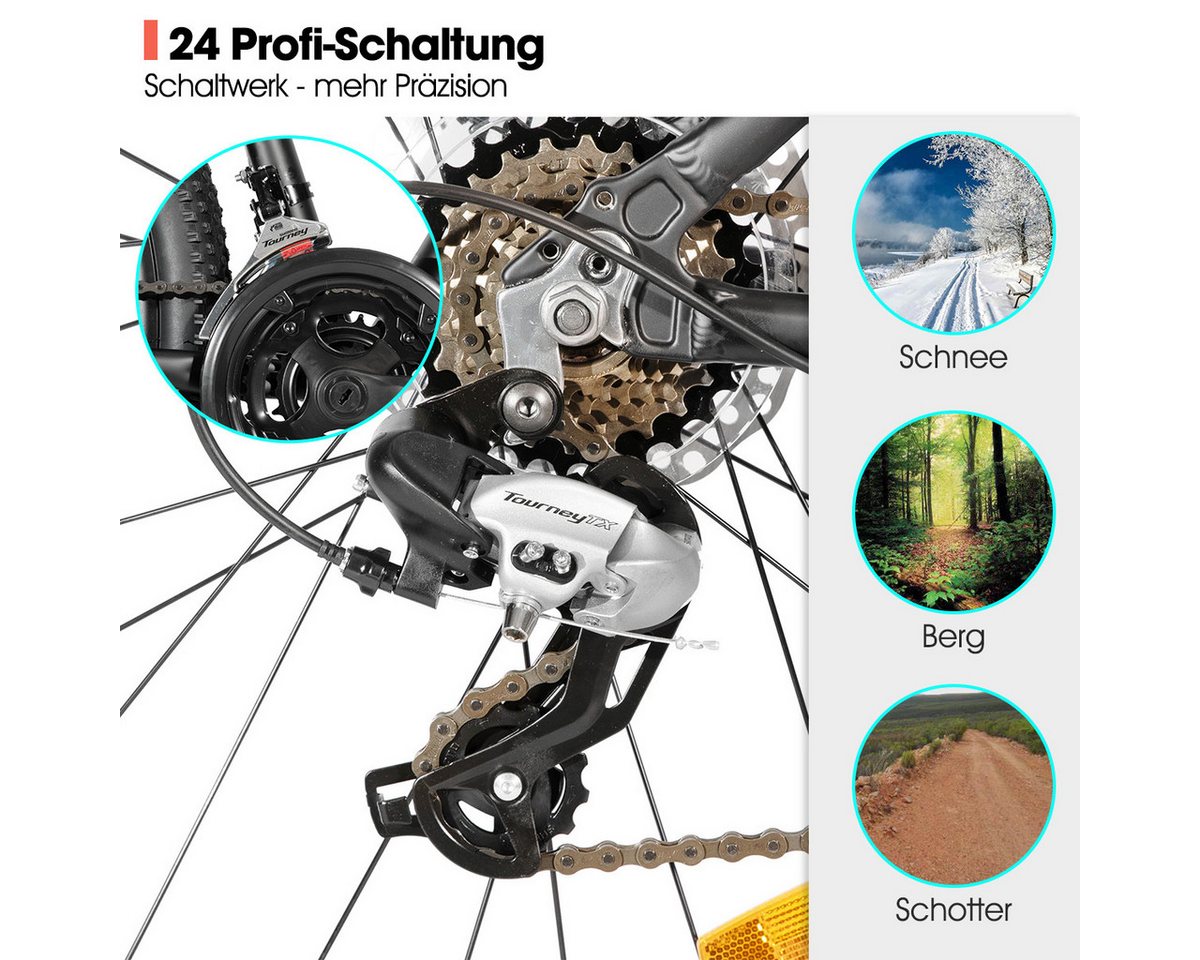HILAND Mountainbike 27,5 Zoll Offroad‑MTB hydraul. Scheibenbremsen 24‑Gang‑Alu für Trails, 24 Gang, 24 Gänge, leichter Aluminiumrahmen, hydraulische Scheibenbremsen Bild 2