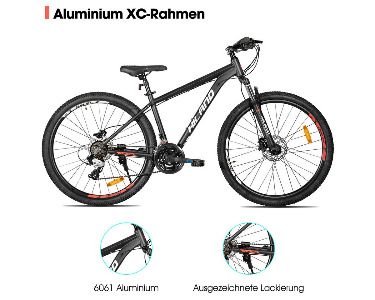 HILAND Mountainbike 27,5 Zoll Offroad‑MTB hydraul. Scheibenbremsen 24‑Gang‑Alu für Trails, 24 Gang, 24 Gänge, leichter Aluminiumrahmen, hydraulische Scheibenbremsen Bild 3