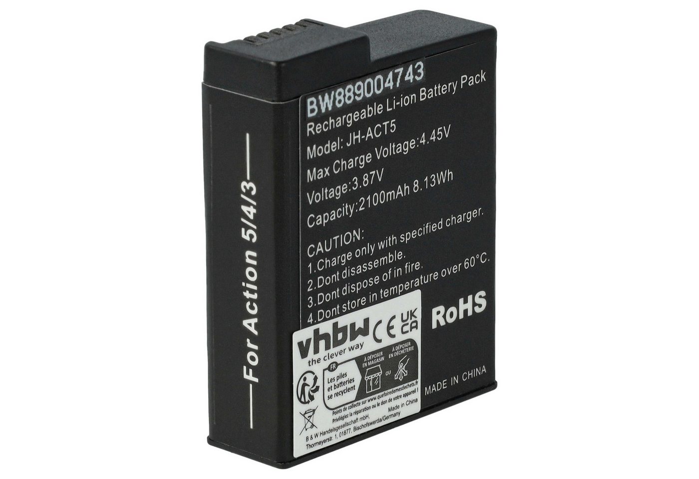 vhbw Akku passend für DJI Osmo Action 5 Pro, Action 3, Action 4, Action 6, Kamera-Akku Akku Li-Ion 2100 mAh (3,8 V, 2 St), Leistungsfähige Austausch-Akkus für Digitalkamera Bild 3