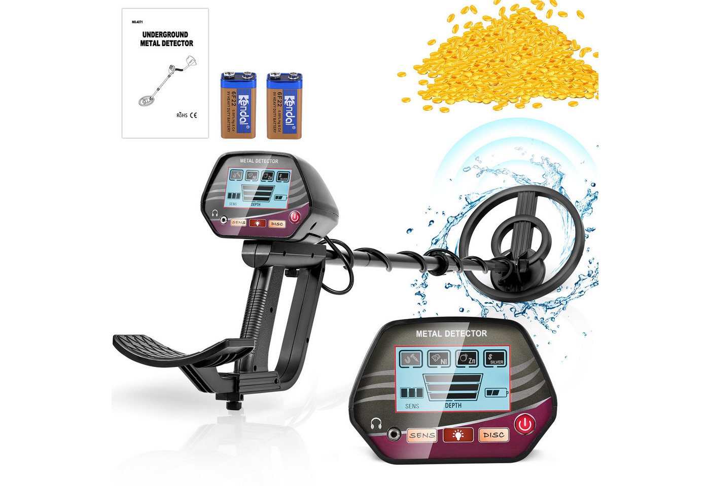 i@home Metalldetektor für Erwachsene und Kinder mit LCD-Display, 8-Zoll-Suchspule, Detektor mit hoher Genauigkeit und LCD-Display Bild 3