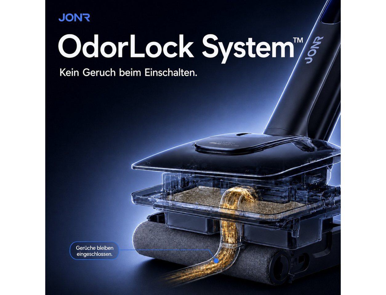 JONR Nass-Trocken-Akkusauger H2 PRO/H2,20000 Pa,Innovatives Geruchsfreies Design, 1500ml Wassertank, Unten Integrierter Schmutzwassertank, Saugwischer Smart 3 in 1/ Nass Trockensauger akk, Badezimmer-Modus, 180°-Flachreinigung Bild 4