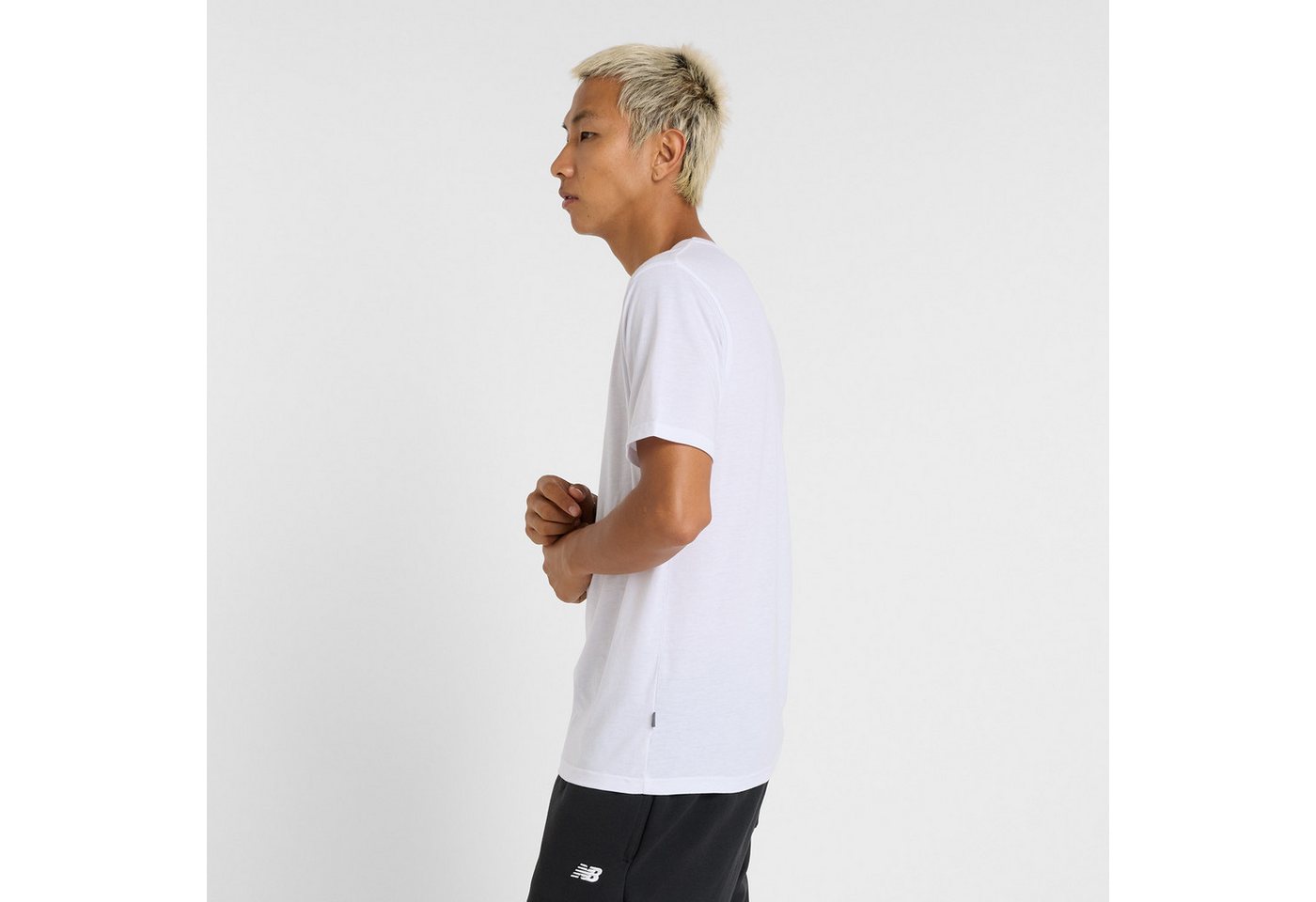 New Balance Laufshirt Heathertech Logo T-Shirt aus Polyester und Baumwolle Bild 5
