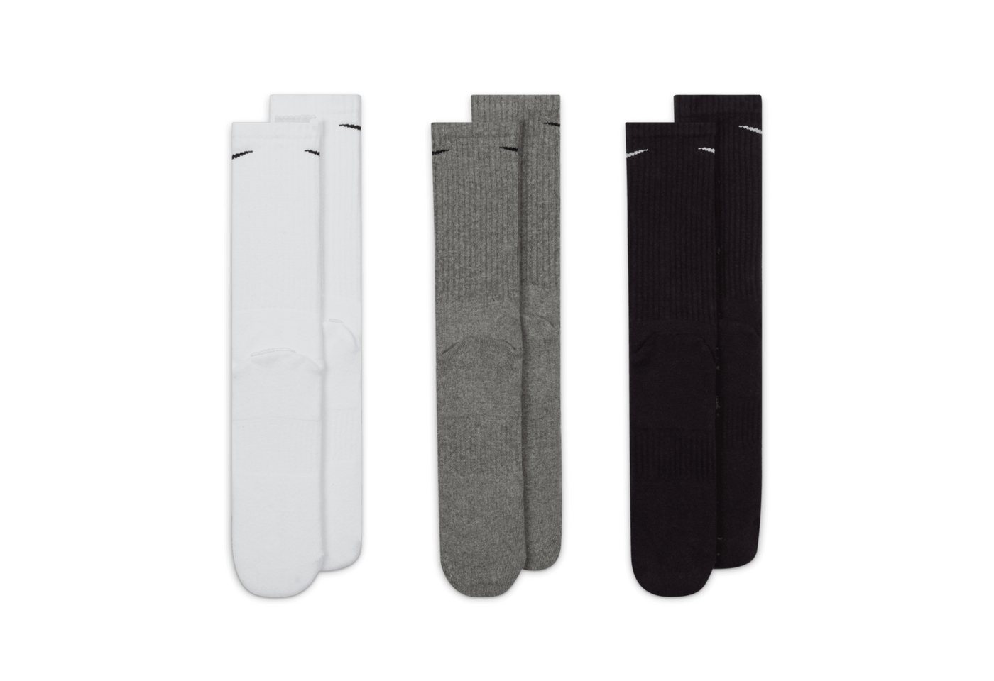 Nike Funktionssocken U NK EVERYDAY CSH CRW 3PR 132 für Training und sportliche Aktivitäten, mit dicker Frottee-Sohle