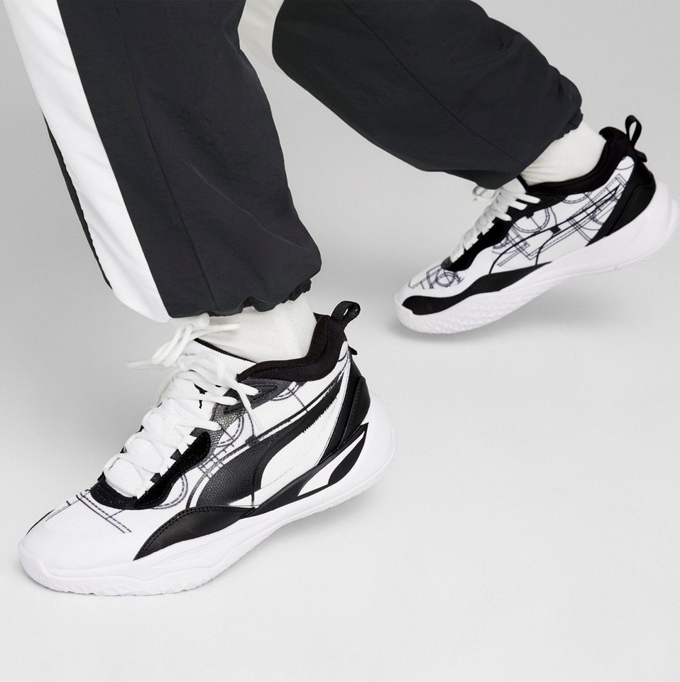 PUMA Hallen-Indoorschuhe Playmaker Pro Courtside weiss/schwarz Herren Handballschuh Bild 4
