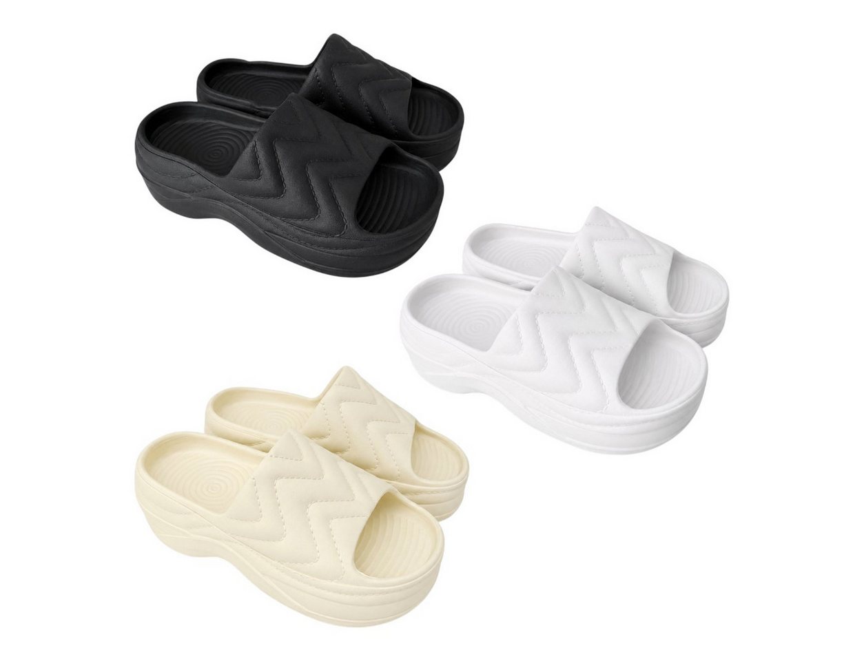 VewoTex Damen Pantoletten » Badelatschen mit Wellenmuster » Badepantolette (1 Paar, Kein Set) Badeschuhe mit dicker Sohle » Slipper Bild 2