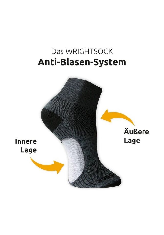 Wrightsock Wandersocken Quarter Escape (extra Frottee-Polsterung, knöchelhoch, mitteldick)