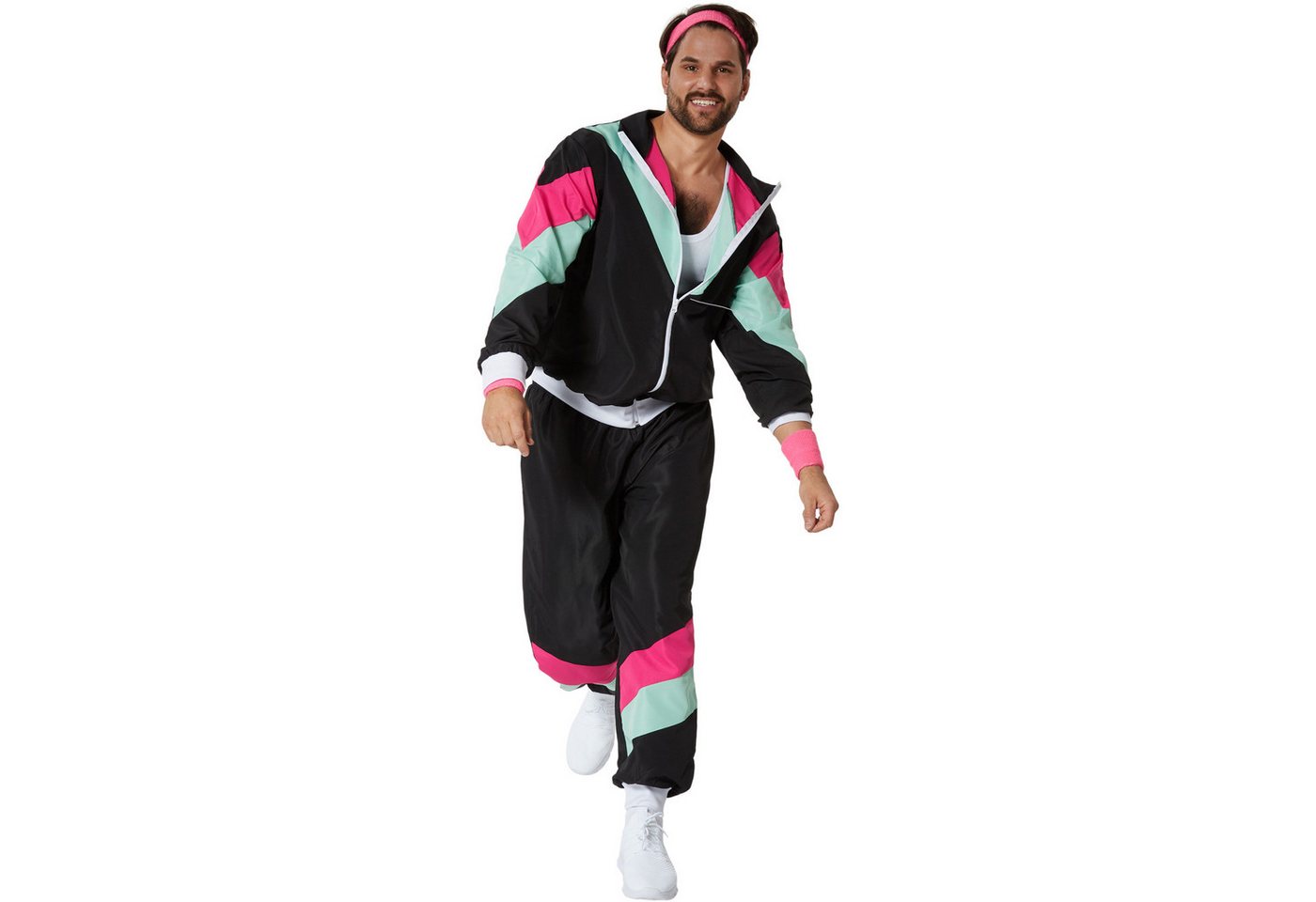 dressforfun Kostüm Retro-Trainingsanzug, auch 80er-/90er-Jahre-Jogginganzug, Gr. XXL, in schwarz, Bunter Retro-Style: Jacke, Leichtes und robustes Material Bild 3