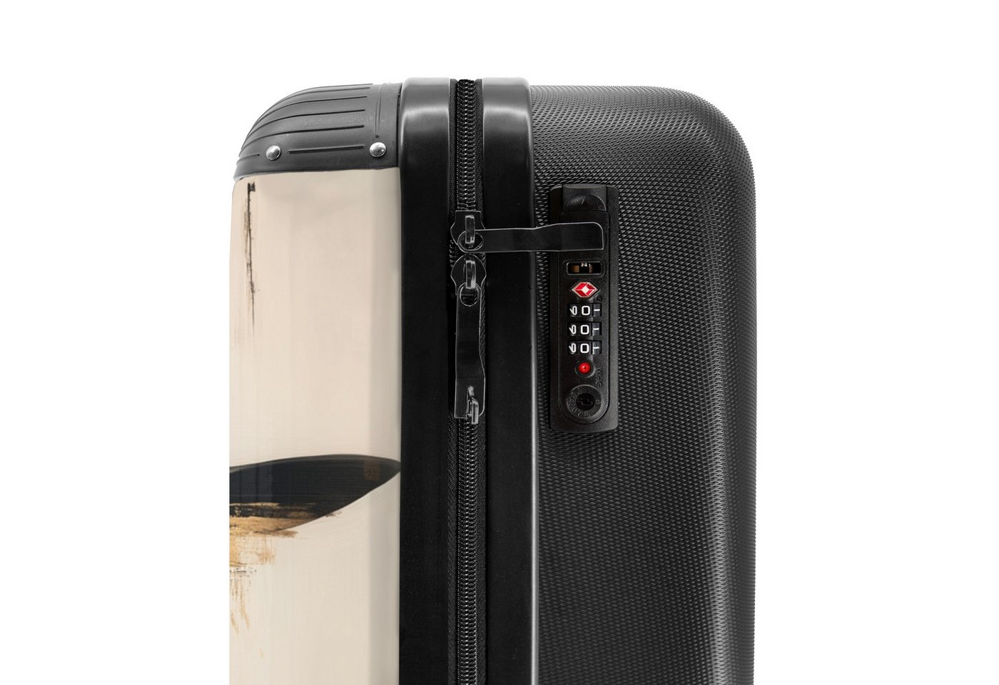 NoBoringSuitcases.com© Hartschalen-Trolley Frau mit schwarzem Hut auf cremefarbenem Hintergrund 55x35x20cm, Reisetasche mit Rollen, Koffer Handgepäck Flugzeug Bild 4