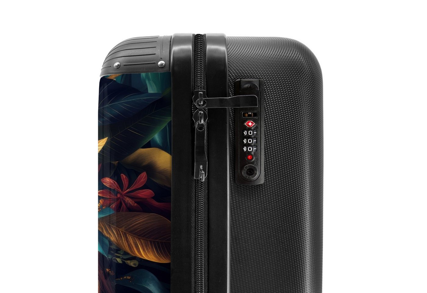 NoBoringSuitcases.com© Hartschalen-Trolley Löwe mit Blumenkrone im Dschungel 55x35x20cm, Reisetasche mit Rollen, Koffer Handgepäck Flugzeug