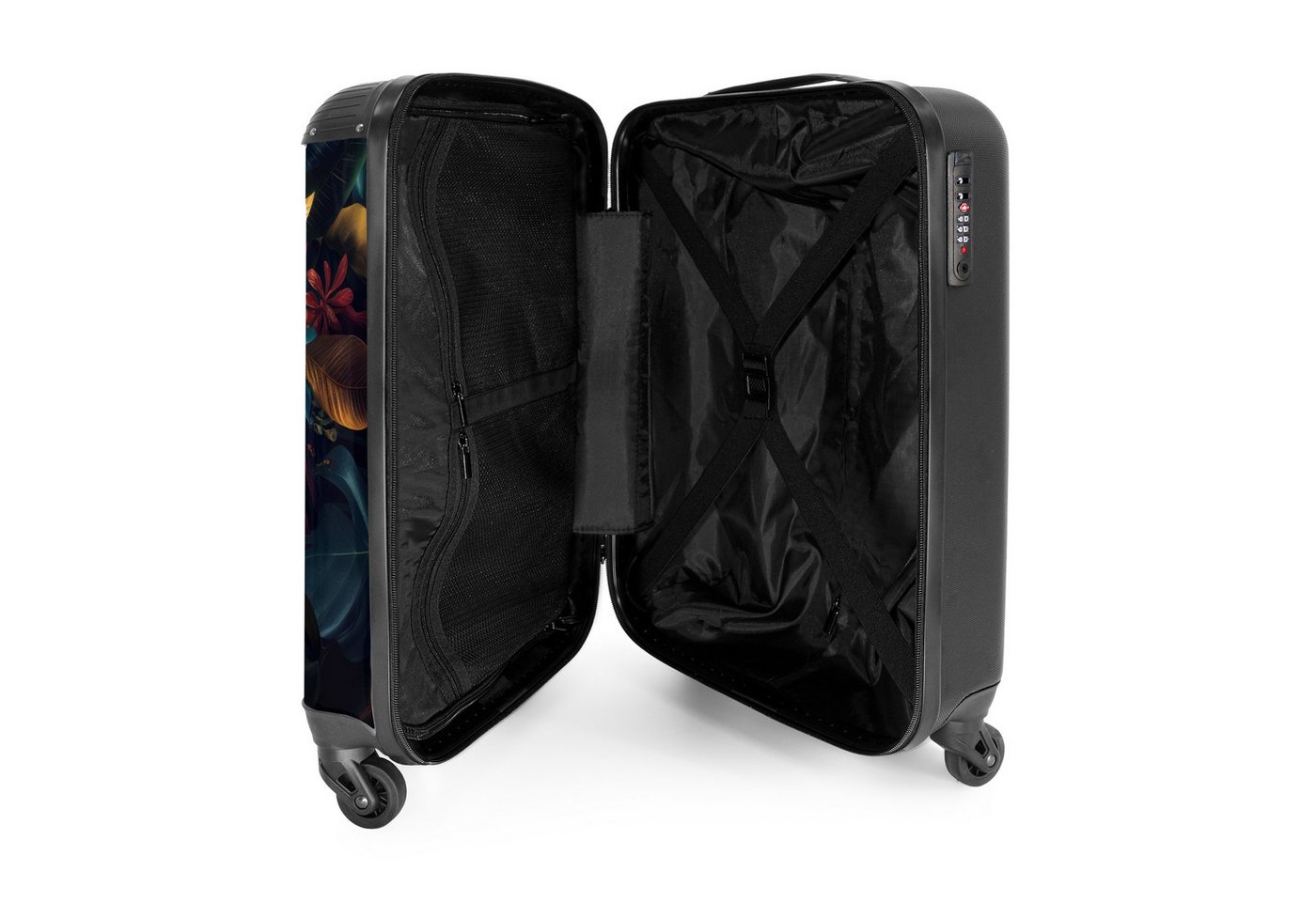 NoBoringSuitcases.com© Hartschalen-Trolley Löwe mit Blumenkrone im Dschungel 55x35x20cm, Reisetasche mit Rollen, Koffer Handgepäck Flugzeug Bild 5
