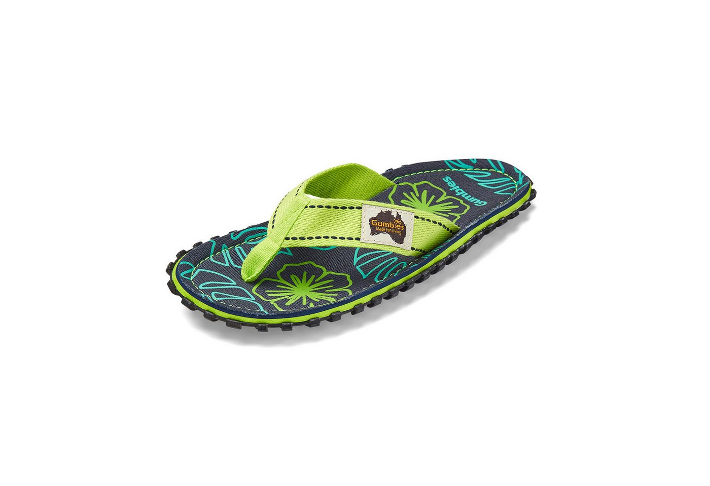 Gumbies Zehensandalen Original Flip Flops Lime Hibiscus limegrün Badeschuh Bild 2