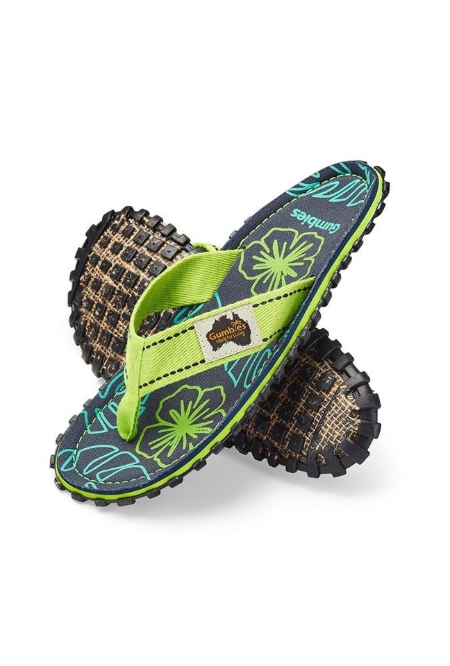 Gumbies Zehensandalen Original Flip Flops Lime Hibiscus limegrün Badeschuh Bild 4