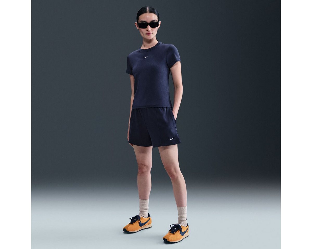 Nike Shorts W NSW NK CHLL FT MR 4IN SHORT MIDNIGHT NAVY/WHITE Bild 2