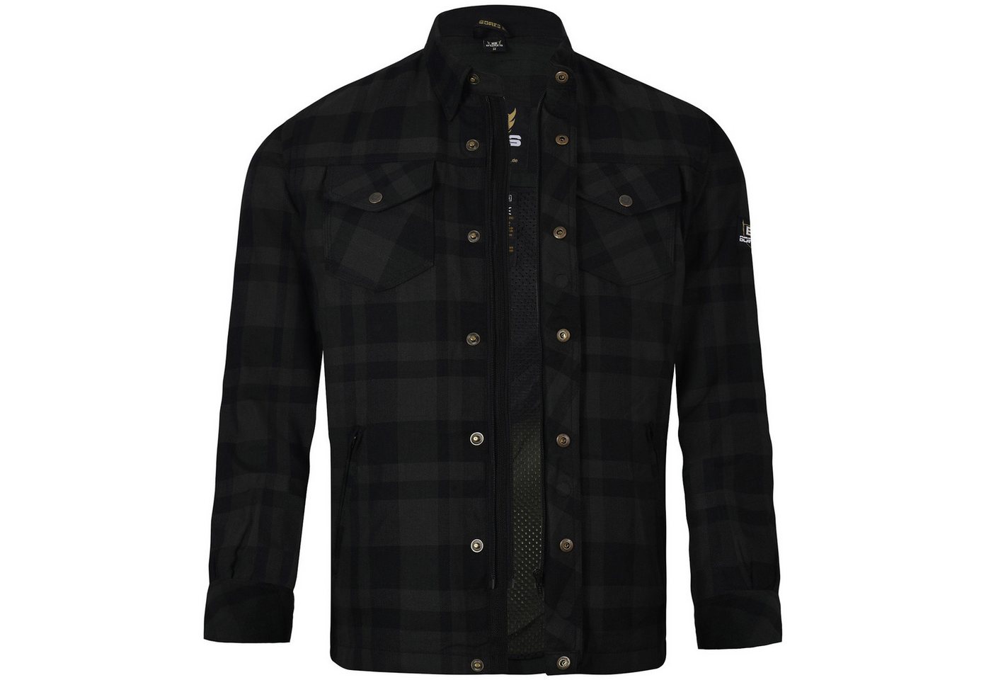 Bores Motorradjacke Bores Lumberjack Jacken-Hemd Basic schwarz / dunkelgrau Herren motorradjacke herren Bild 3