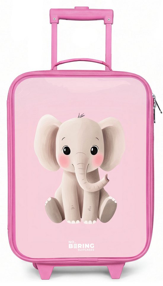 NoBoringSuitcases.com© Kinderkoffer Rosa - mit leuchtende Räder - Elefant - Baby - Erröten - Illustration, 2 Rollen, Handgepäck-Koffer, Kinderkoffer, Reisekoffer Mädchen
