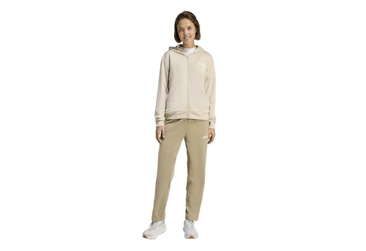 adidas Performance Trainingsanzug Essentials Linear beige/khakigrün Damen Bild 5