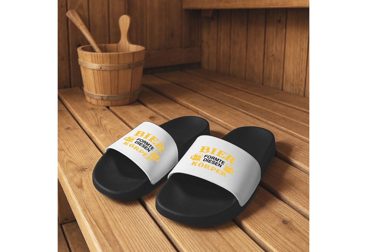 MoonWorks Lustige Badelatschen mit Spruch für Männer Unisex Witzige Schlappen Badesandale Bild 3