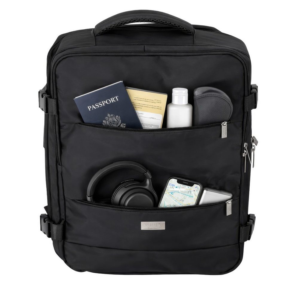 Camry Reiserucksack CR 6880b Handgepäck 24 L, Rucksack mit Laptopfach bis 17 Zoll, Schuhfach, Nassfach, RFID-Fach, Business, Sport, Reise, schwarz