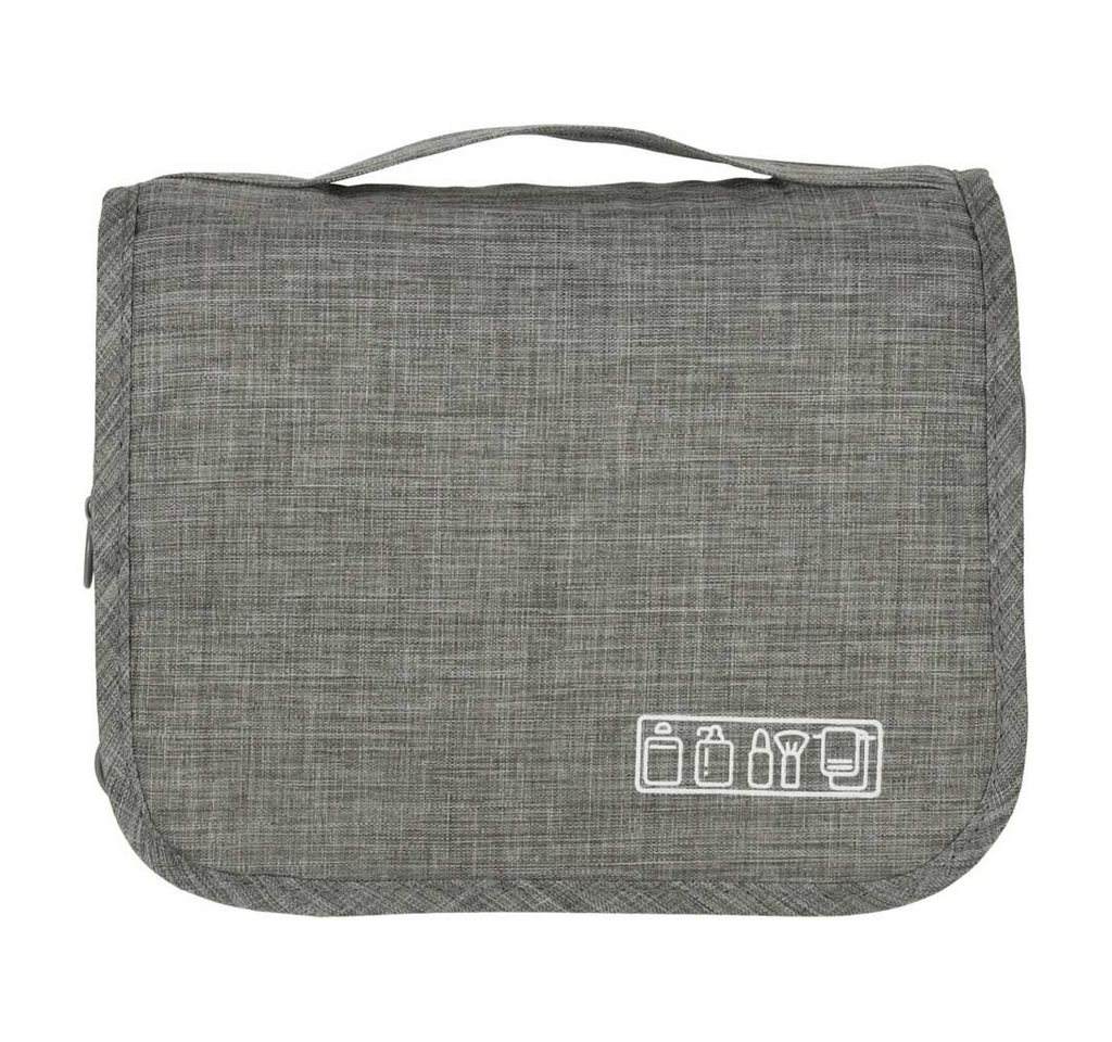 Ikonka Kosmetiktasche Kosmetiktasche Kulturbeutel faltbar Reiseorganizer mit Haken grau (Kulturbeutel faltbar Reiseorganizer mit Haken Kosmetiktasche grau, Kosmetiktasche faltbar Reiseorganizer mit Haken grau kompakt), faltbar Haken Reißverschlussfächer kompakt leicht grau Tasche Bild 2