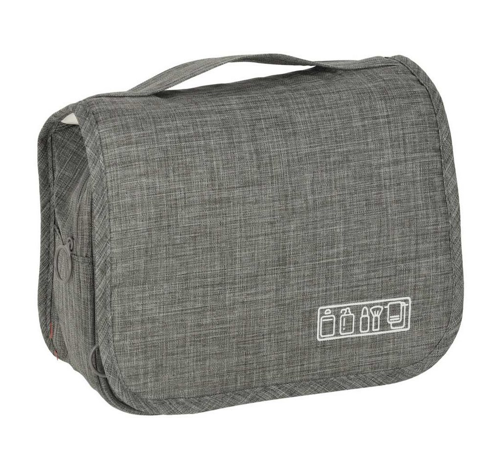 Ikonka Kosmetiktasche Kosmetiktasche Kulturbeutel faltbar Reiseorganizer mit Haken grau (Kulturbeutel faltbar Reiseorganizer mit Haken Kosmetiktasche grau, Kosmetiktasche faltbar Reiseorganizer mit Haken grau kompakt), faltbar Haken Reißverschlussfächer kompakt leicht grau Tasche Bild 5