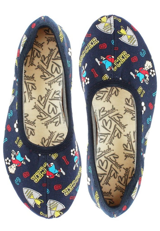 Beck Schläppchen Soccer Gymnastikschuh (mit rutschfester Gummisohle) aus Naturkautschuk, atmungsaktive Baumwolle Bild 2