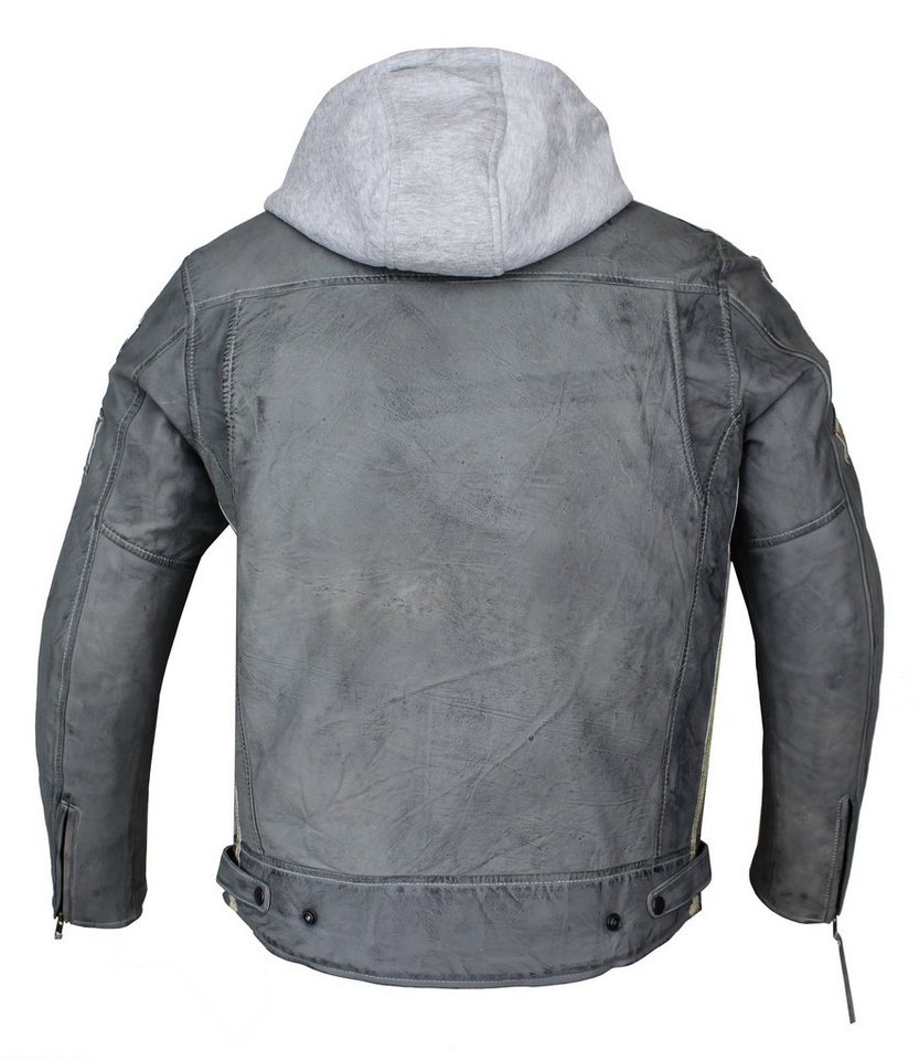 Alpha Speeds Motorradjacke Herren Leder Jacke Biker Freizeit Highway Jacke Grau (Trennbare Innenjacke + Kapuze) aus weichem Lammleder, mit herausnehmbare Protektoren Bild 3