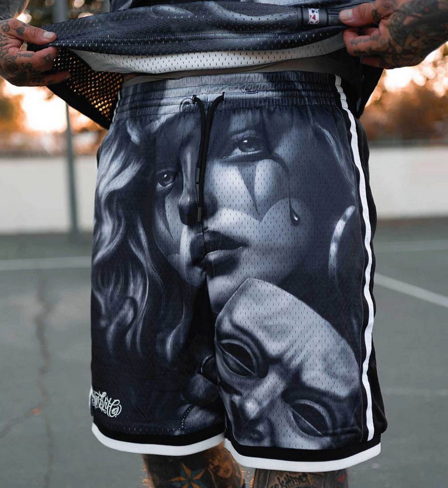 Sullen Clothing Trainingsshorts Clowning Mesh Basketball Tattoo Maske Kurze Hose Bild 2