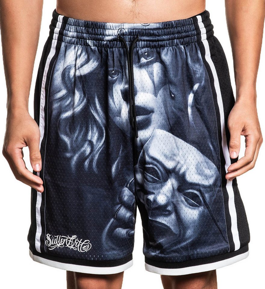 Sullen Clothing Trainingsshorts Clowning Mesh Basketball Tattoo Maske Kurze Hose Bild 3