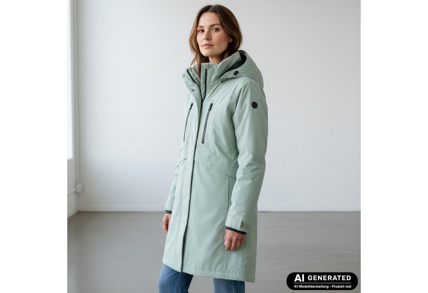 Blue Wave Funktionsmantel Damen Mantel Marie - Outdoor-Mantel Funktionsjacke Allwetterjacke 10000 mm Wassersäule, Verschweißte Nähte, Winddicht, Atmungsaktiv