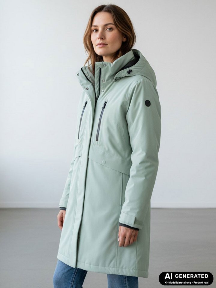 Blue Wave Funktionsmantel Damen Mantel Marie - Outdoor-Mantel Funktionsjacke Allwetterjacke 10000 mm Wassersäule, Verschweißte Nähte, Winddicht, Atmungsaktiv Bild 3