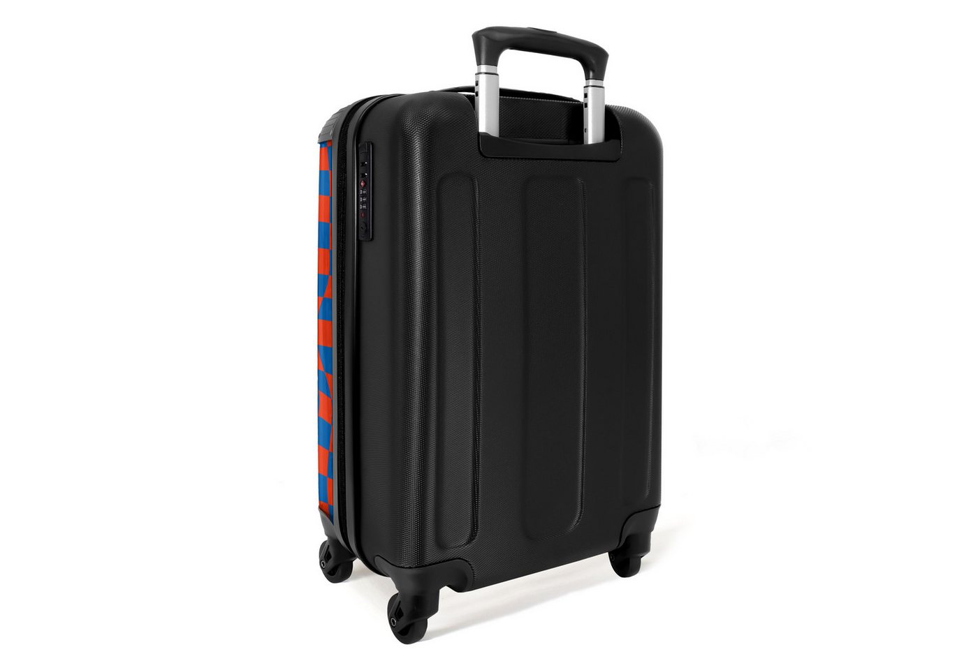 NoBoringSuitcases.com© Hartschalen-Trolley Gewellter rot-blau karierter Druck 55x35x20cm, Reisekoffer mit 4 Rollen, Carry on luggage, Männer Bild 2