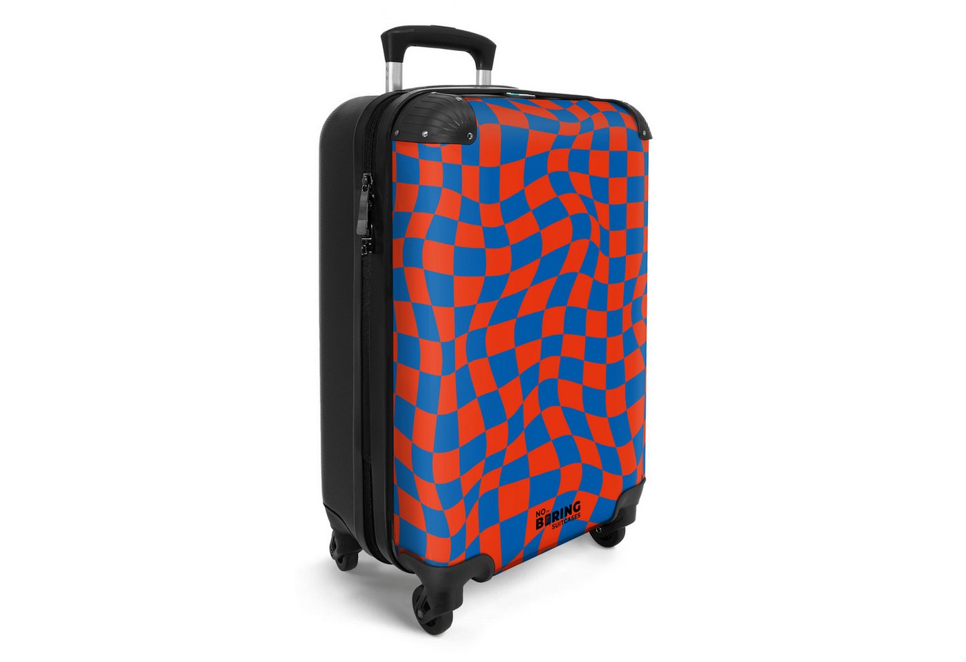 NoBoringSuitcases.com© Hartschalen-Trolley Gewellter rot-blau karierter Druck 55x35x20cm, Reisekoffer mit 4 Rollen, Carry on luggage, Männer Bild 4
