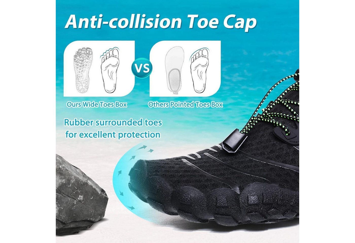 LuxusKollektion Wasserschuhe Badeschuhe Strandschuhe Damen Herren Kajak 43 EU Schwarz Wasserschuh Bild 5