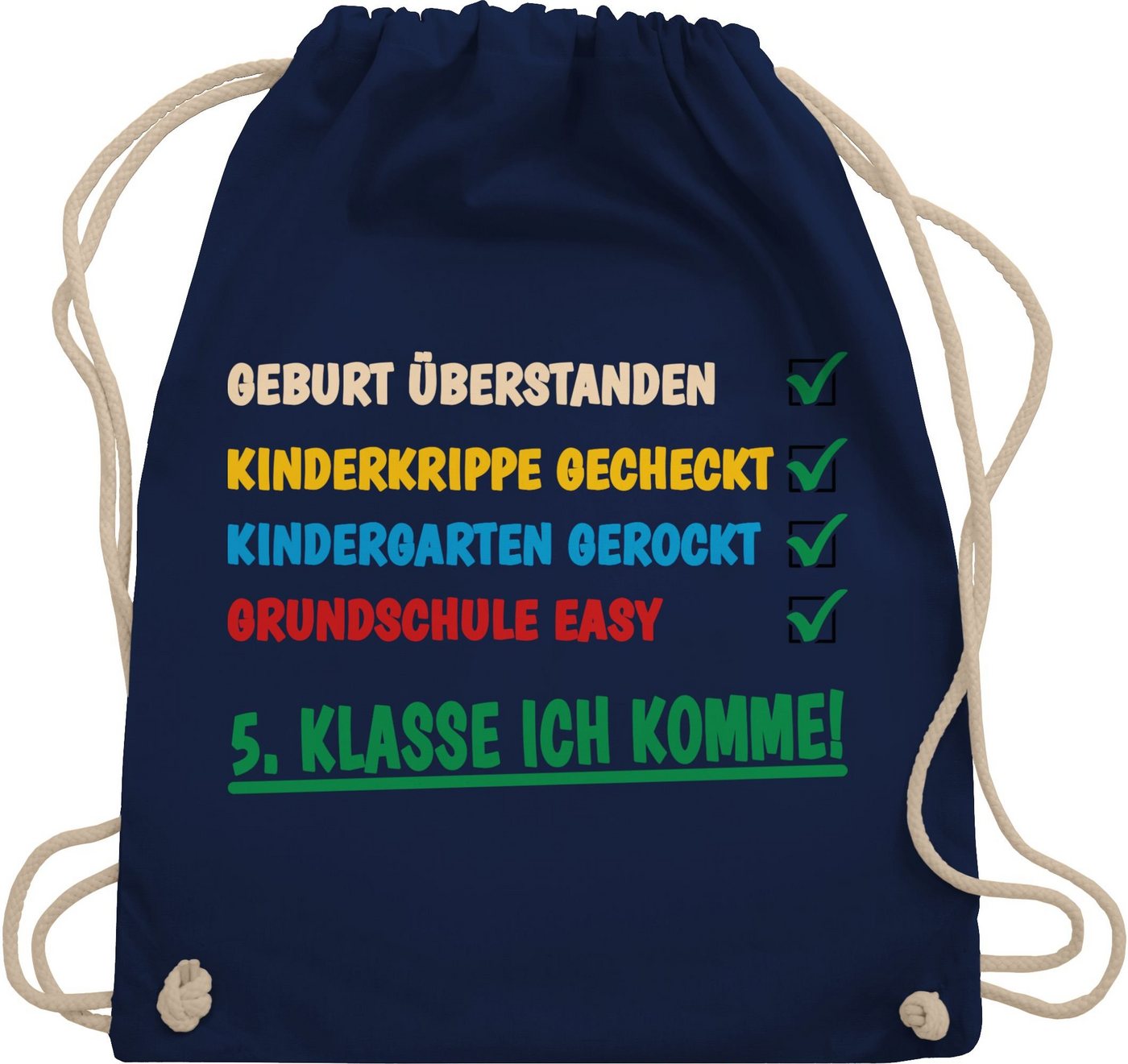 Shirtracer Turnbeutel Grundschule überstanden - 5. Klasse ich komme!, Schulanfang & Einschulung Geschenk Turnbeutel Bild 2