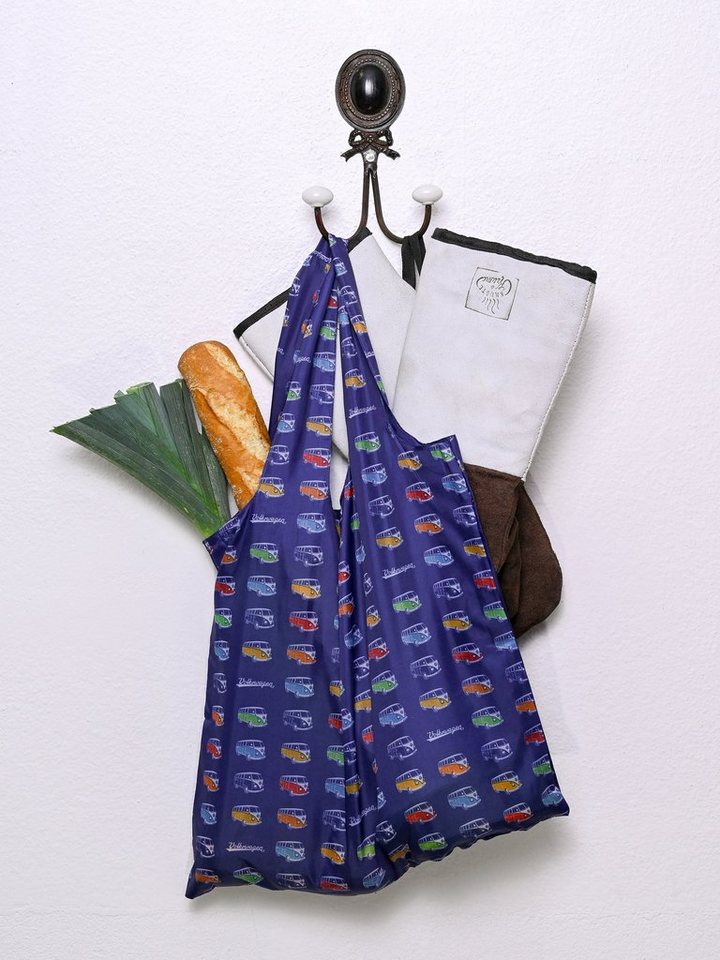 VW Collection by BRISA Einkaufsshopper Volkswagen Wiederverwendbarer Einkaufsbeutel, Shopper, Einkaufstasche mit blauem Bulli Bus Design Bild 5
