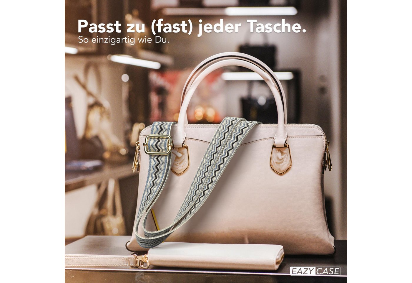 EAZY CASE Schulterriemen Ersatz Taschenriemen Boho Style Ersatzband für Taschen Schulterband DIY Handtaschenband Wave Blau Bild 4