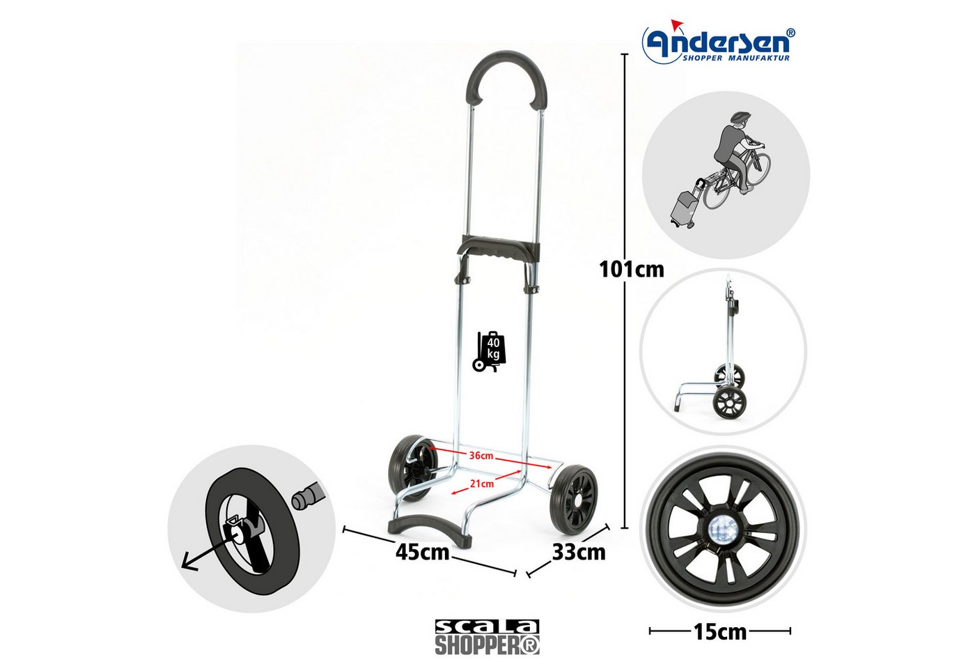 Andersen Einkaufstrolley Scala Shopper MIX A48, belastbar bis 40kg, wasserabweisend Bild 4