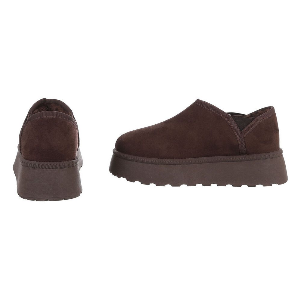 Ital-Design Damen Slip-on Plateau Schuh mit Profilsohle Snowboots (92214518) Flach Stiefeletten in Braun Bild 2