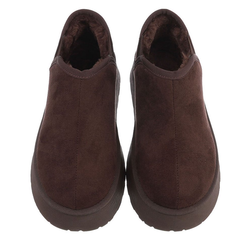 Ital-Design Damen Slip-on Plateau Schuh mit Profilsohle Snowboots (92214518) Flach Stiefeletten in Braun Bild 3