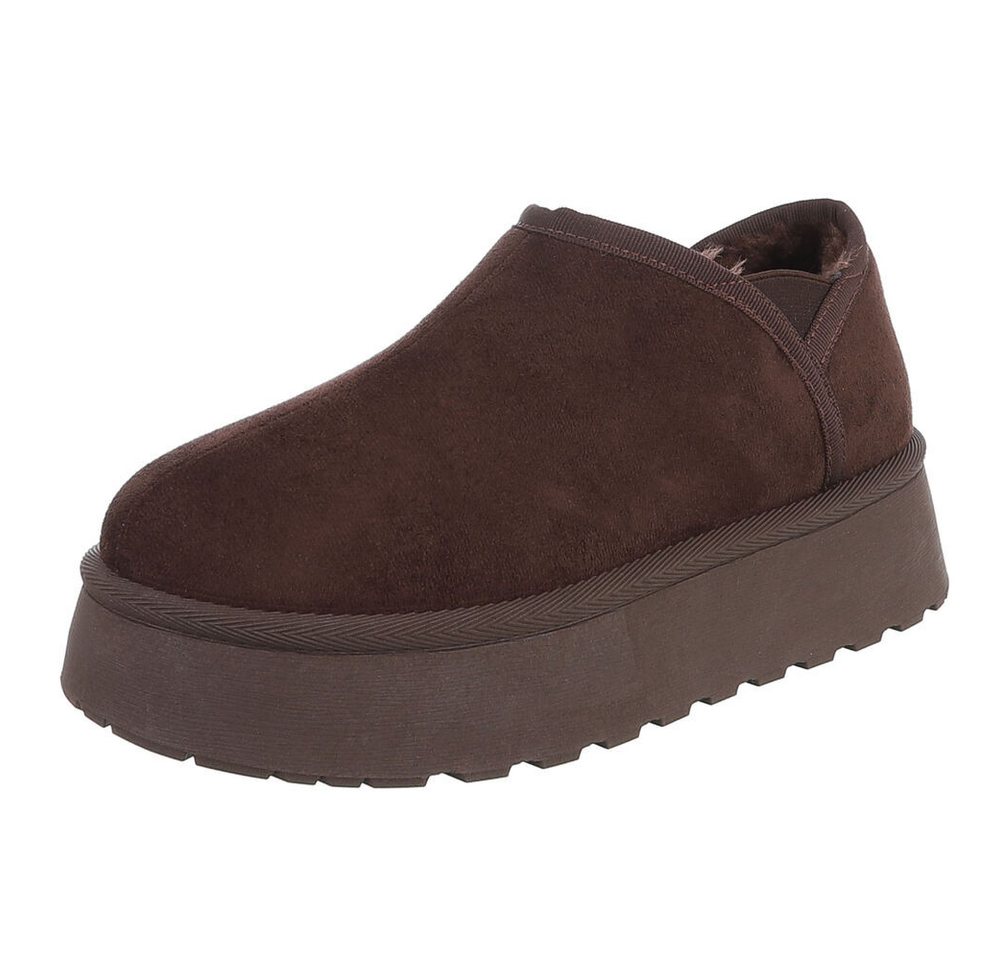 Ital-Design Damen Slip-on Plateau Schuh mit Profilsohle Snowboots (92214518) Flach Stiefeletten in Braun Bild 5