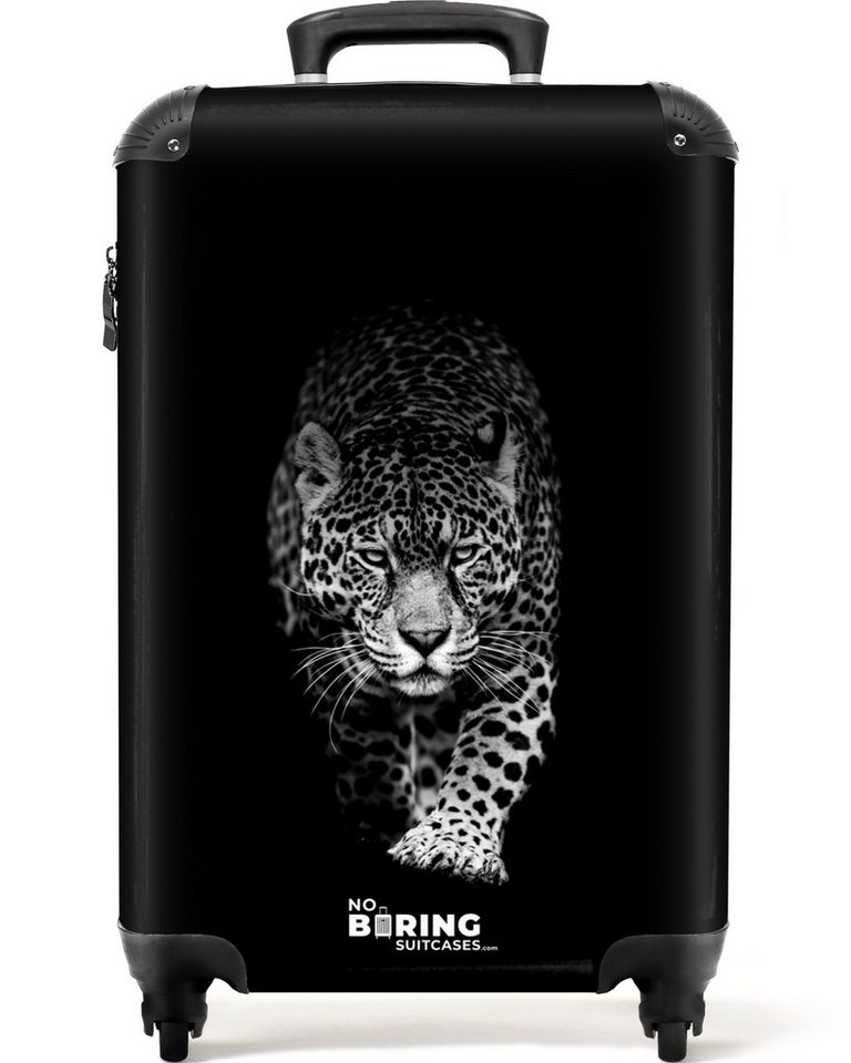 NoBoringSuitcases.com© Hartschalen-Trolley Leopard - Tiere - Schwarz 55x35x20cm, Reisetasche mit Rollen, Koffer Handgepäck Flugzeug Bild 3