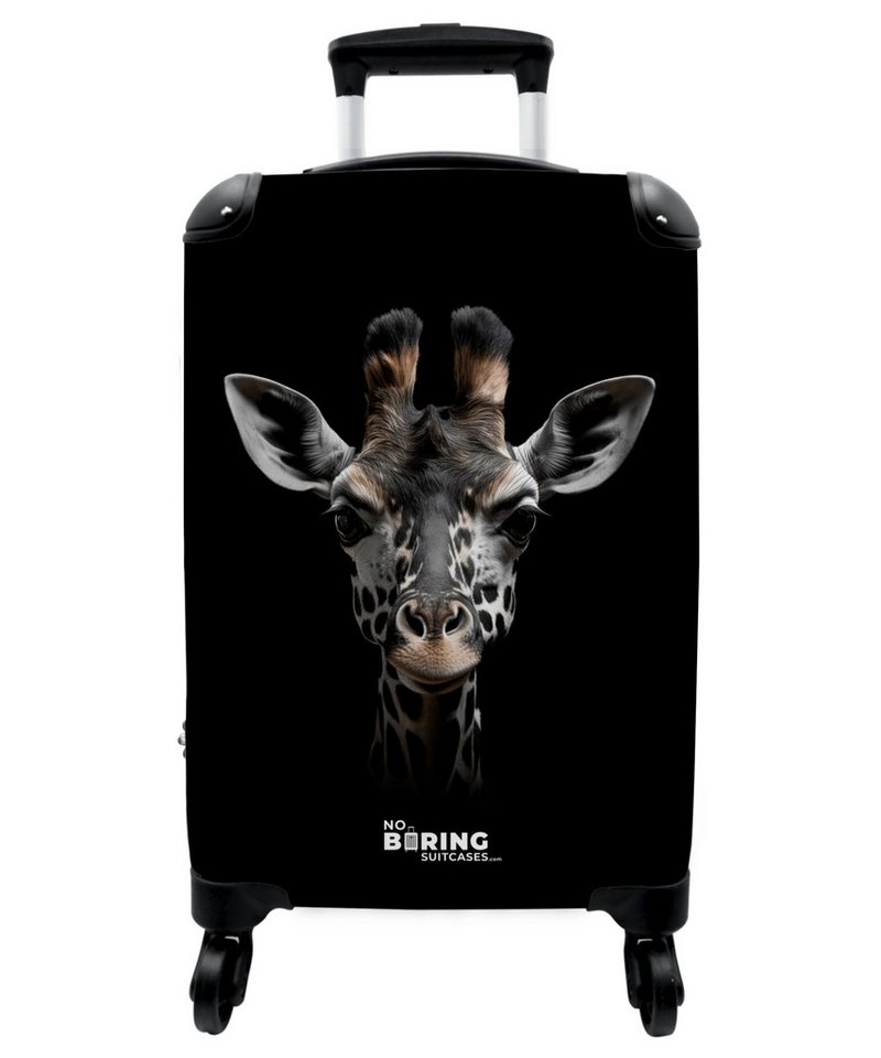 NoBoringSuitcases.com© Hartschalen-Trolley Giraffe Nahaufnahme mit schwarzem Hintergrund 55x35x20cm, Reisetasche mit Rollen, Koffer Handgepäck Flugzeug Bild 5
