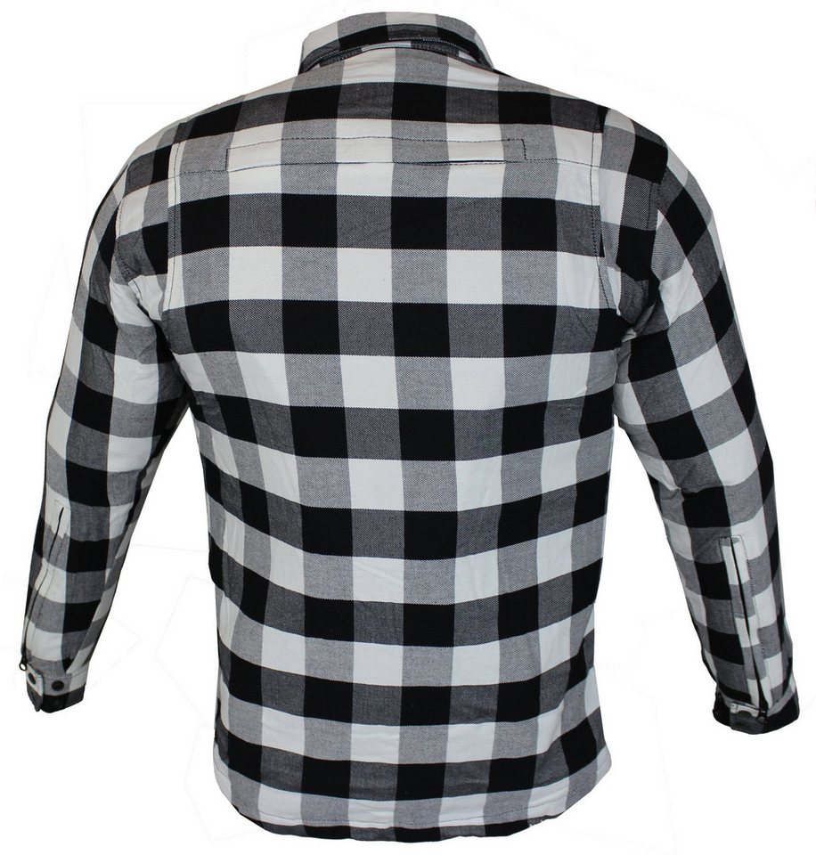 Alpha Speeds Motorradjacke Flanell-Holzfäller Motorrad KEV ARAMID Lumber Biker Hemd SLIM Weiß (Wasserdicht & Winddicht & Atmungsaktiv + Belüftungstaschen) All Season, wasserdichte Reißverschlüsse, mit Protektoren Bild 5
