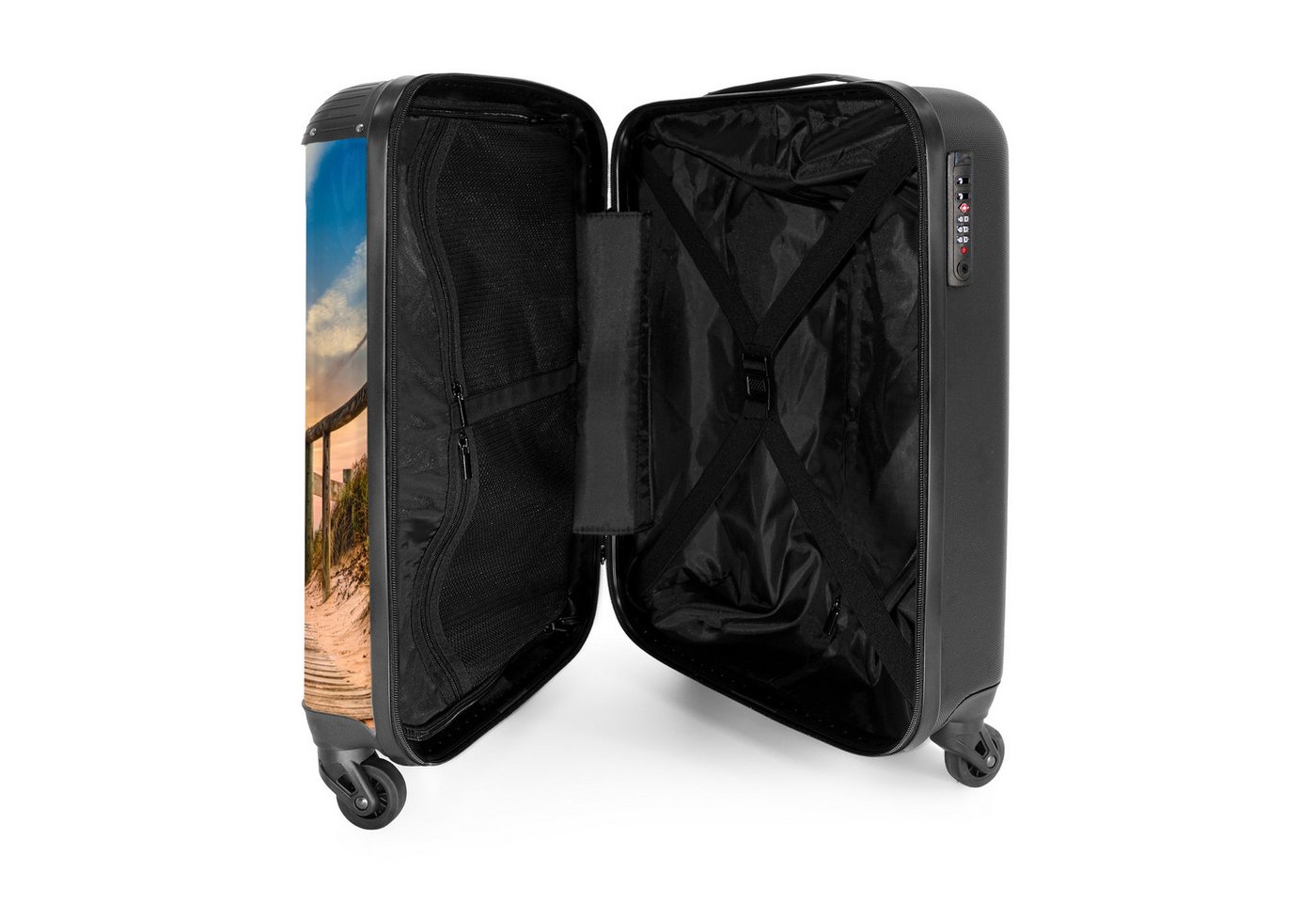 NoBoringSuitcases.com© Hartschalen-Trolley Strandweg bei Sonnenuntergang 55x35x20cm, Reisetasche mit Rollen, Koffer Handgepäck Flugzeug Bild 3