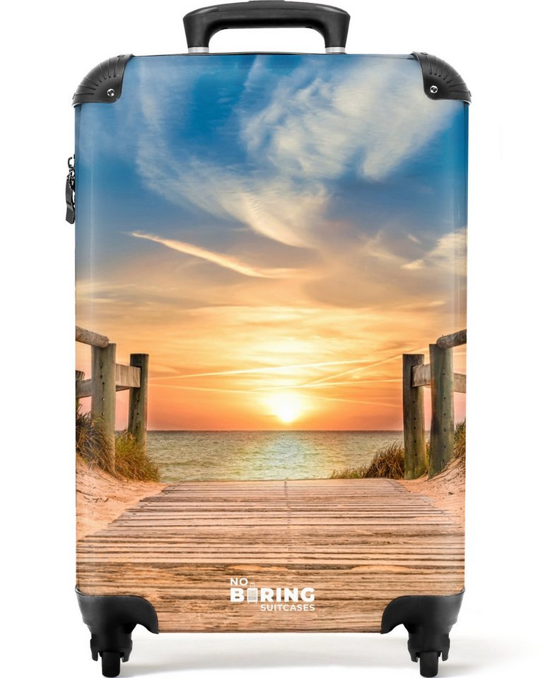 NoBoringSuitcases.com© Hartschalen-Trolley Strandweg bei Sonnenuntergang 55x35x20cm, Reisetasche mit Rollen, Koffer Handgepäck Flugzeug Bild 4