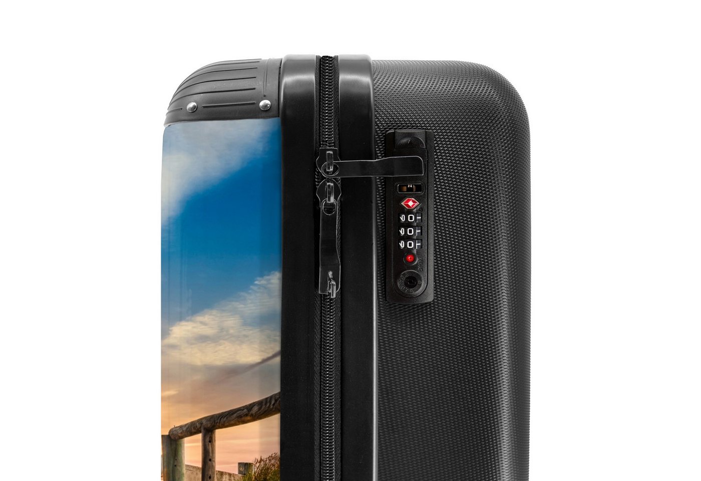 NoBoringSuitcases.com© Hartschalen-Trolley Strandweg bei Sonnenuntergang 55x35x20cm, Reisetasche mit Rollen, Koffer Handgepäck Flugzeug Bild 5